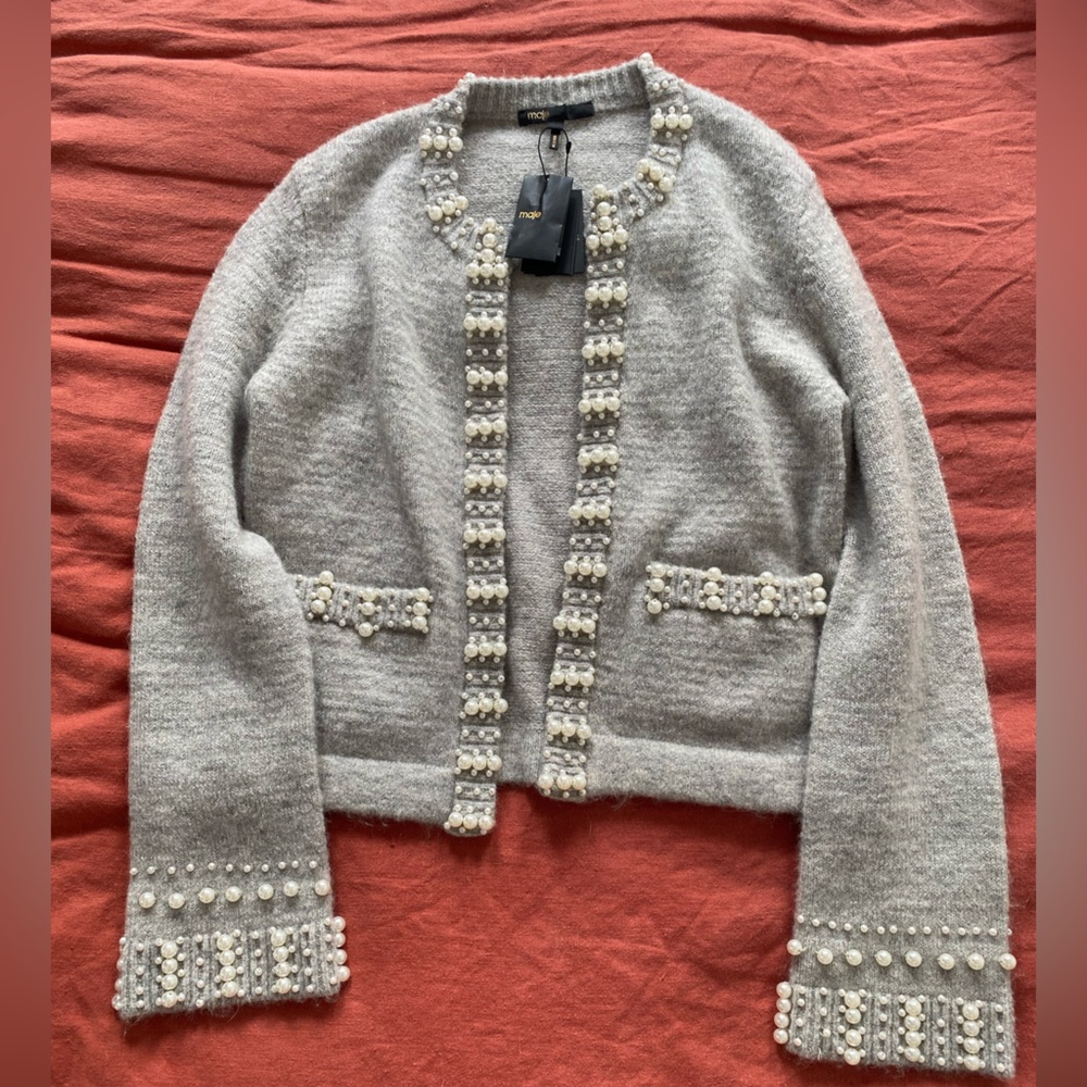 Grey Pearl Maje Cardigan SZ1, NWT
